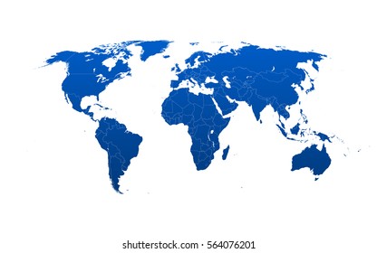 Detailed world map with counties and borders. Each country in a separate layer