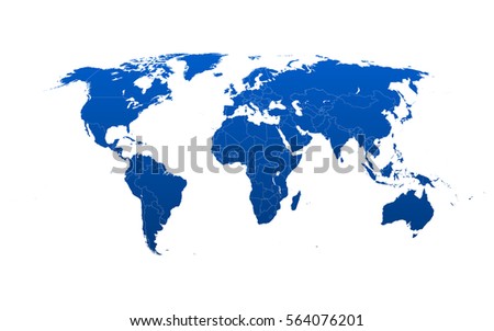 Detailed world map with counties and borders. Each country in a separate layer