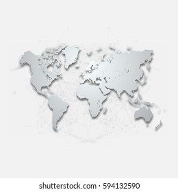 Detailed World Map with Geometric Mesh Element | Editable EPS10 Vector Design Background