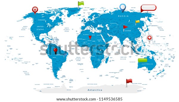 Detailed World Map Glossy Icons On Stock Vector (Royalty Free ...