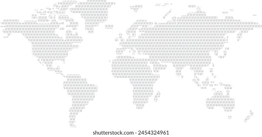 Detailed world map isolated on white background