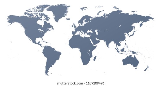 Detailed world map outline contour silhouette