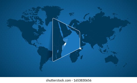 Mapa mundial detallado con un mapa ampliado de Somalia y los países vecinos. Bandera y mapa de Somalia.