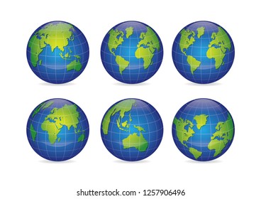 detailed World map set. Globe icon 