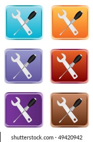 Detailed wrench and screwdriver web button