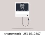A detailed x-ray of a tooth reveals the intricate structures and underlying health of dental anatomy in a clinical setting, showcasing the importance of dental imaging techniques