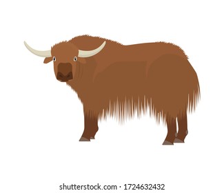 Detailed Yak with Standing Gesture Illustration