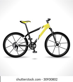 Detailed yellow Bike. Vector.