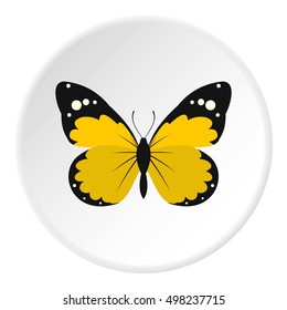Detailed yellow butterfly icon. Flat illustration of butterfly vector icon for web design