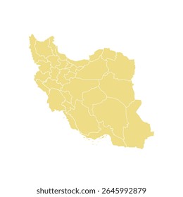 Diseño plano amarillo detallado del mapa de Irán