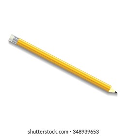 Detailed yellow pencil isolated on white background. Vector illustration