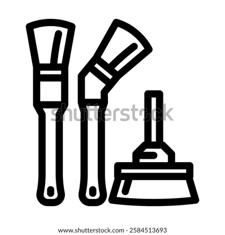detailing brushes car care line icon vector. detailing brushes car care sign. isolated contour symbol black illustration