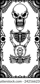 detailing drawing skull with ornamen with border