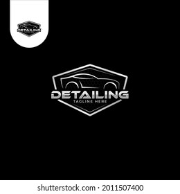 Detailing logo design with black background . Vector illustration.