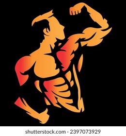 detailing logo design of a bodybuilder man