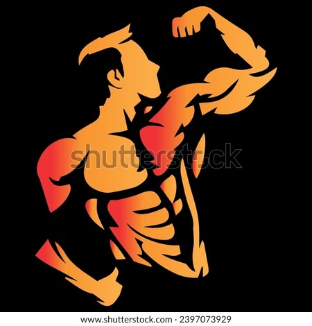 detailing logo design of a bodybuilder man