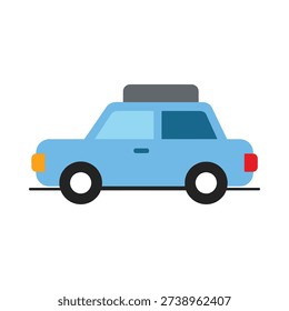 Detailing and a side view of a small blue car