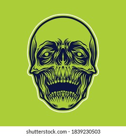 Detailled Sugar Skull Head Illustrations for your work merchandise clothing line, stickers and poster,