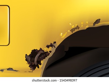 The details of the doors of the old car are yellow, the steel is broken and rusty.
Vector realistic file.