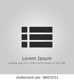 Details icon, on grey background, dark outline, example text