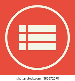 Details Icon, On Red Background, White Circle Border, White Outline