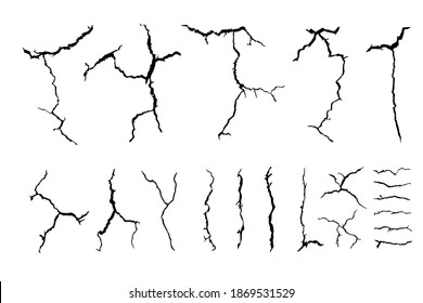 details many lines of crack ground for abstract background on white background