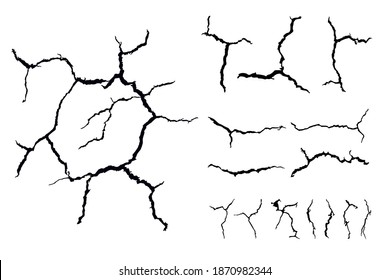 details many lines of crack ground for abstract background on white background