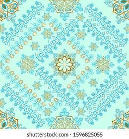 Details of the oriental pattern create a composition of a beautiful combination of colors.