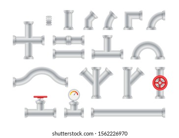 Details pipes different types collection of water tube industry gas valve construction.