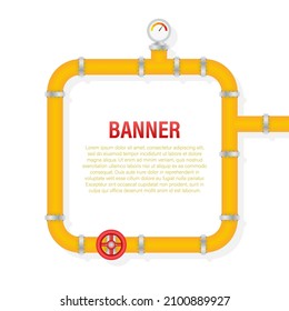 Details pipes different types collection of water tube industry gas valve construction. Vector illustration.