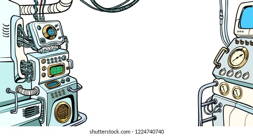 details of the spacecraft. Pop art retro vector illustration kitsch vintage