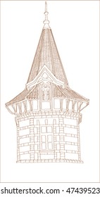 detal of chine building with tower