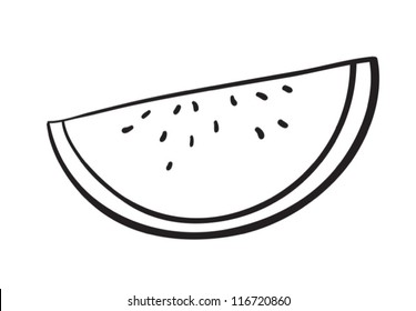detalied illustration of watermelon slice on white background