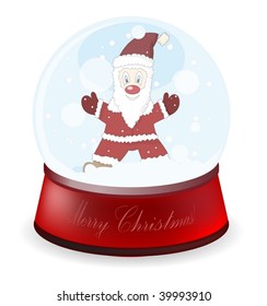 Detalised vector illustration of a globe with Santa Claus