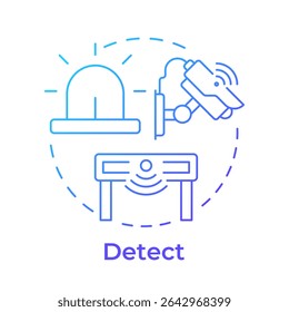 Detect threats blue gradient concept icon. Physical security ecosystem. Identify risks. First line of defense. Round shape line illustration. Abstract idea. Graphic design. Easy to use in booklet