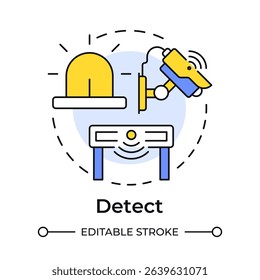 Detect threats multi color concept icon. Physical security ecosystem. Identify risks. First line of defense. Round shape line illustration. Abstract idea. Graphic design. Easy to use in booklet