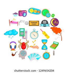 Detect time icons set. Cartoon set of 25 detect time vector icons for web isolated on white background
