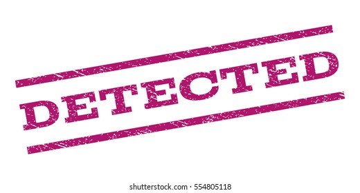 Detected watermark stamp. Text tag between parallel lines with grunge design style. Rubber seal stamp with unclean texture. Vector purple color ink imprint on a white background.