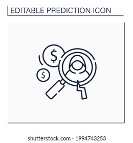 Detecting Fraud Line Icon. Fraudulent Schemes. Deception. Criminal Acts. Careful Research. Predictive Analytics Concept.Isolated Vector Illustration.Editable Stroke