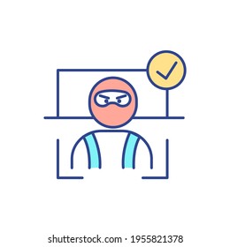 Detecting terrorism threat RGB color icon. Biometrics for terrorist identification. Strengthening security. Pattern recognition systems. Biometric technologies using. Isolated vector illustration