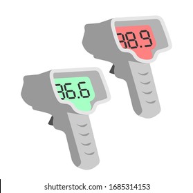 Detection Area Logo covid-19. Medical electronic thermometer with high or normal body  temperature indicators, COVID-19. Stock vector.  EPS10.