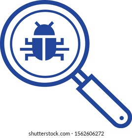Detection confidence magnifying glass finding bug icon