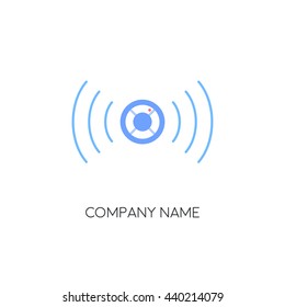 Detection device. Security service. Fire alarm.  Logo design. Vector