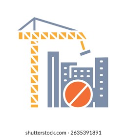 detection illegal constructions color flat icon. Vector isolated element. Editable stroke.