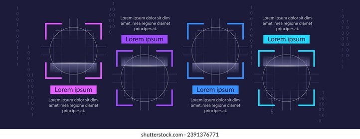 Vorlage für die Erkennung von Infografik-Diagrammen. Abstrakte Infografik mit Kopienraum. Anleitung für Grafiken mit 4 Schritten. Visuelle Datendarstellung