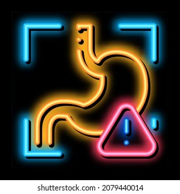 Erkennung von Magenproblemen Scannen neon-Leuchtzeichen Vektor. Glühende Icon-Erkennung von Magenproblemen Scan-Zeichen. transparente Symbolillustration