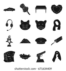 detective, accessories, cinema and other web icon in black style.mine, landmark, animal icons in set collection.