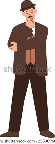 Detective Activity Character with Cartoon Design Concept. Vector Illustration