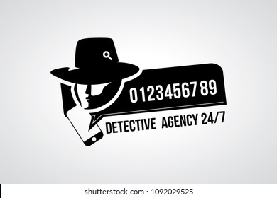 Detective agency with call number icon. Vector illustration