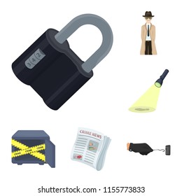 Detective agency cartoon icons in set collection for design. Crime and investigation vector symbol stock web illustration.